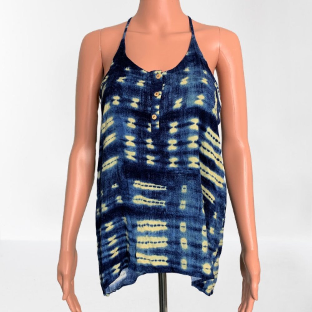 Chaser Sleeveless Blue Tie Dye Racerback Tank Top